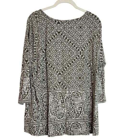 Lucky Brand Womens Knit Top Size 2X Gray Mixed Paisley Print Cotton Modal - Picture 3 of 6